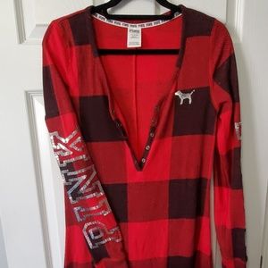 Victoria's Secret PINK Plaid one-piece pajamas